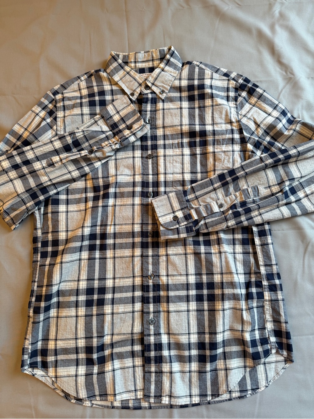 J. Crew Gray and Navy Plaid Button-Down Shirt